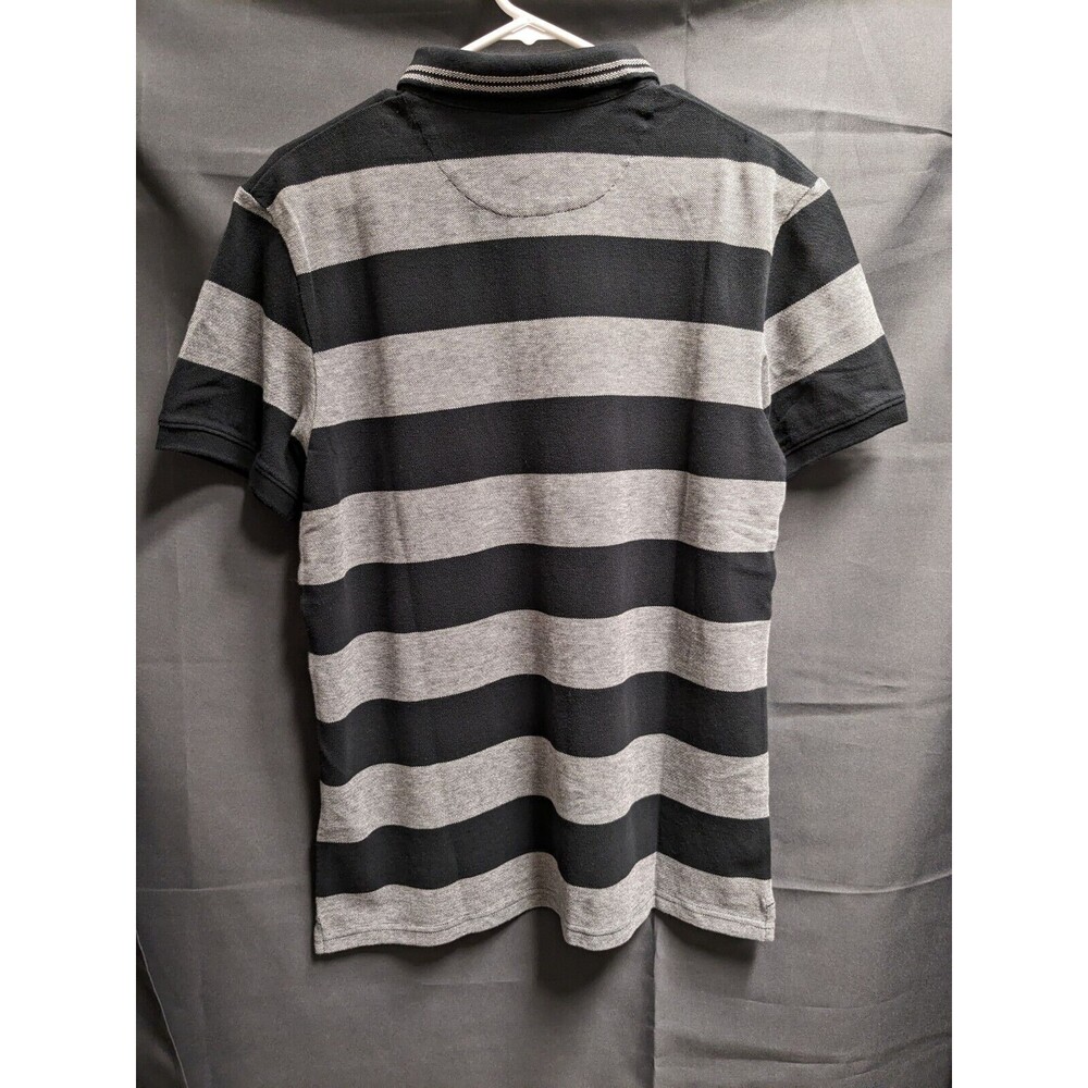 Timberland Black Grey Wide Striped Cotton Polo Shirt Men Size Large Nwt - Picture 2 of 6